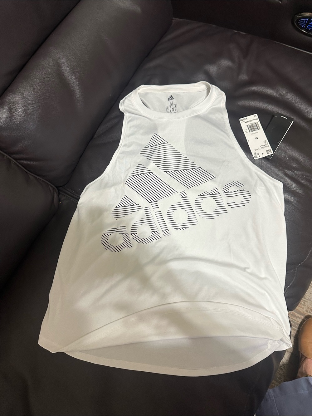 adidas White Tank Top with Black Logo